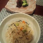 耽美 下村 - 炊き込みご飯　枝豆とじゃこ・・美味しい～わん。