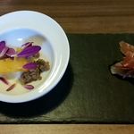 センプリチェ - モッツアレラと柿、生ハムと〆鰆・柚子と生姜の香り