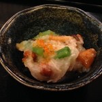 海鮮料理 吾作どん  - H.27.10.28.夜 つきだし(なめこといんげんのみぞれ和え？) 300円税別