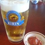 やばね食堂 - 生ビール（塩辛付き）