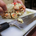 活カニの花咲 - 心臓出てきました☆