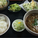 古久家 - ランチ 天ぷら定食(もつ煮) 800円