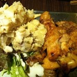 炉端処 一心 - 手羽のテリヤキ with ポテサラ