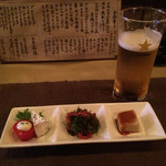 居酒屋BAR SIBA - お通しが、お洒落で美味しかったです。