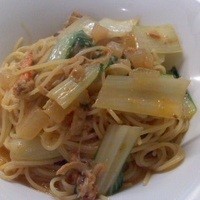 イル・クアドリフォーリオ - 蟹・帆立・大根・小松菜のオイルパスタ