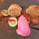 L'Octave Hayato KOBAYASHI - ランチコース 5598円 の信州巨峰ムース、マスカット、キャンベルのアイスクリーム