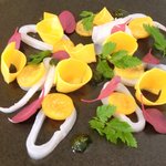 L'Octave Hayato KOBAYASHI - ランチコース 5598円 の岩手のヤリイカ、信州ほおずき、コリンキーの大葉ソース添え