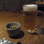 TAMURO 酔家 - 生ビール’（税込み５７２円）とお通し（３２４円））