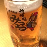 Kuroge wagyuu marugoto ittou gai sumibi yakiniku doutonbori mitsuru - ビールで乾杯