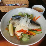 サバカフェ - NEWメニューサバサンド丼（スープ付）1,000円＋TAX