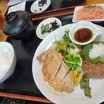 とり雅 - ポークステーキ＆ハンバーグ定食６００円