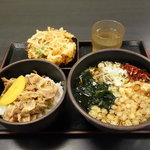 Yudetarou - ミニ豚丼セット 570円（無料クーポン券で かき揚げ)