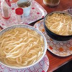 釜揚げうどん　心 - 釜あげうどん（大）　５００円　と　釜あげうどん（中）４００円