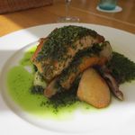 甲斐サーモンのポワレ　ガーリックバターソース