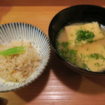 車力門 ちゃわんぶ - 27年10月　炊込み御飯、京揚げ味噌汁