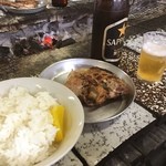 東千歳バーベキュー - ご飯 鶏肉