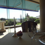 テラコヤ - 前方の庭園（窓外）の灯籠の横に、樹齢200年のザクロの木があります♪