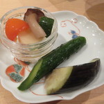 器楽亭 - ホッケのひも飯、自家製いくらとピクルス2