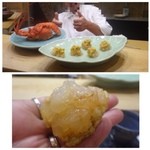 初音鮨 - 陽気で楽しいご主人。^^＊味噌と身を合わせた「伊勢海老様」、、8名分を5名で頂く幸運もありました。
      なんと贅沢な頂き方でしょう。