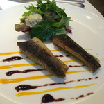 レストラン アラジン - 鰻と茄子のムニエル マンゴーとバルサミコ酢ソース
      カリッふわっ鰻と茄子あいすぎる！とても美味しい！