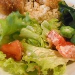 E’s cafe - ランチ：車麩の味噌カツごはん　お味噌汁とデリ付