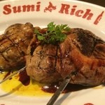 炭焼きイタリアン酒場 炭リッチ - 【2015年09月】フォアグラステーキ串のアップ。