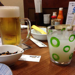 八剣伝 - 2015.11 生とお子様ジュースのカルピス、つきだしはひじきの煮物