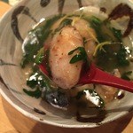 みこころや - 季節の炊き合わせ：メダイ、海老芋、春菊のあんかけ