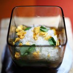 エクアトゥール - ヨーグルト　ライチのソルベ　ベルベーヌのジュレ　パッションフルーツ　マンゴー