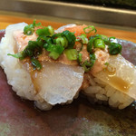 福寿司 - カワハギ  肝載せ  この肝が神