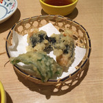 海老善 - ウニの天ぷら