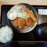 Matsunoya - ヒレカツ定食 + エビ単品
