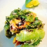 食の円居 なず菜 - 安納芋と大和真菜のかき揚げ