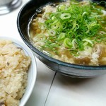 Temma sa - かやくご飯と肉うどん