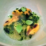 エクアトゥール - （2015.10）帆立のジュレとモンサンミッシェルのムール貝