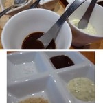 Kouji Nachure - ◆串揚げは「ソース」「タルタル」「2種の塩」で頂きます。