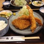 とんかつ和泉 - ミックス　ロースかつ＆海老フライ定食