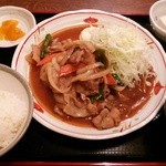 福田家 - ランチ 豚バラ肉生姜焼き定食 850円