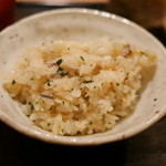 虎白 - 「飯物」炭焼き太刀打魚の炊き込みご飯 2015年9月