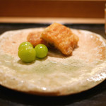 虎白 - 「揚物」銀杏と鰻の揚げ 2015年9月