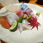 島之内 一陽 - お造り（鯛、烏賊、鯵、キス、甘海老、トロ）