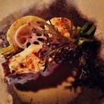 『真鯛のポアレ・ブールブランソースかけ』！！里芋をすり潰して白味噌と和えたものを鯛の上にのせて焼いた 鯛の白味噌焼き～♪(^o^)丿 