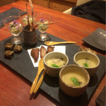 魚匠 銀平 - 鯛飯コース ¥7560 前菜四種