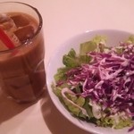 銀座ルヴァン エ ラ ヴィアンド - セットのサラダ&アイスコーヒー