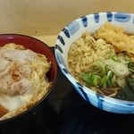 そば新 - ミニカツ丼セットにエビ天トッピング