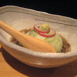 蕎麦 案山子 - 織部豆富（胡麻と抹茶）