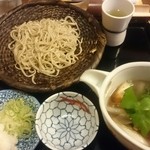 そば処 とう松 - 鴨せいろ。蕎麦は吟挽せいろ(もう少しきれいに盛り付けてね)