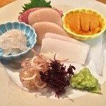 料理屋ＥＮＡＫＡ - （2015年4月）富山の白えび、アオリイカ、平貝、中トロ、ウニ！ どれもいいもの使ってます。中でも富山湾の白えびは絶品ですね！濃厚な甘さが後を引きます。