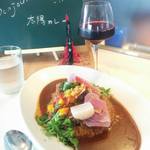 太陽カレー - 「野菜＋三元豚ロースカツ入」に赤ワイン 2015/11/11