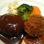 文化洋食店 - カニクリームコロッケ＋ハンバーグ